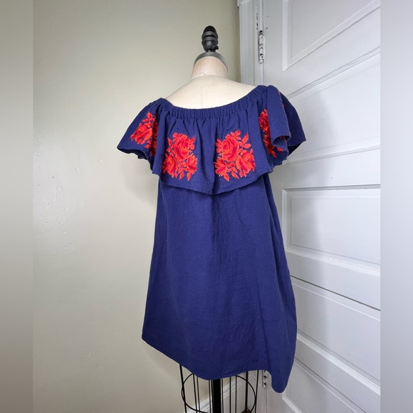 Umgee Floral Off the shoulder ruffle Dress Floral Embroidered Large - Picture 5 of 11
